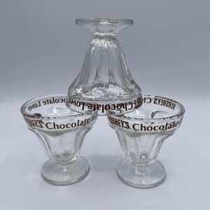 Hershey Chocolate Lover Ice Cream Dessert Dish, Set Of 3 - pre-owned